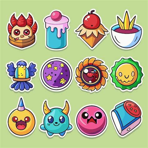 Cute Stickers Adorable Creatures and Objects with Fun Designs | Premium ...