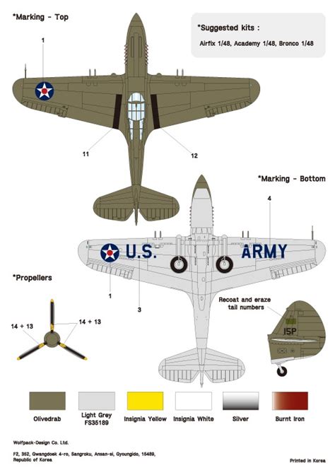 P 40 Warhawk Decal Part 1 Pearl Harbor Defensers For Airfix HLJ