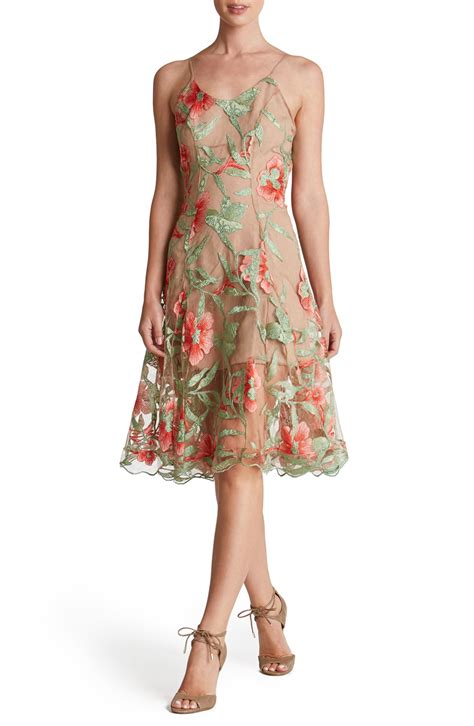 Dress The Population Embroidered Lace Fit And Flare Dress Nordstrom