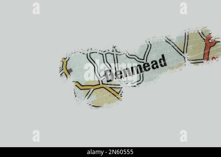 Denmead village, Hampshire, United Kingdom atlas map town name - line drawing Stock Photo - Alamy