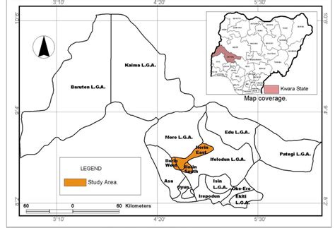 Map Of Kwara State Showing The Study Area Insert Is Map Of Nigeria