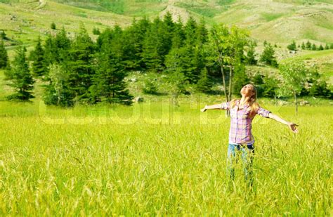 Happy Girl Enjoying Nature Stock Image Colourbox