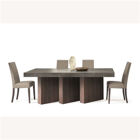 Modern Grey Volcano Eucalyptus Oak Dining Table Aptdeco