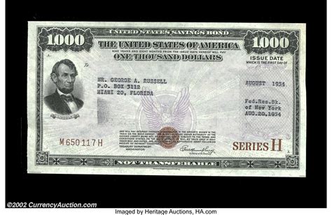 Series H 1000 Us Savings Bond This Series H Bond Was Lot