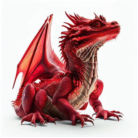 Premium Photo | Red fantasy dragon isolated on white background generative ai