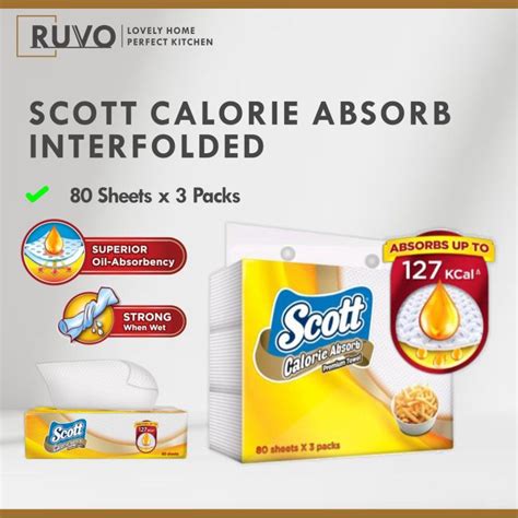 SCOTT Calorie Absorb Interfolded Kitchen Towel 80 S X 3 Packs Lazada