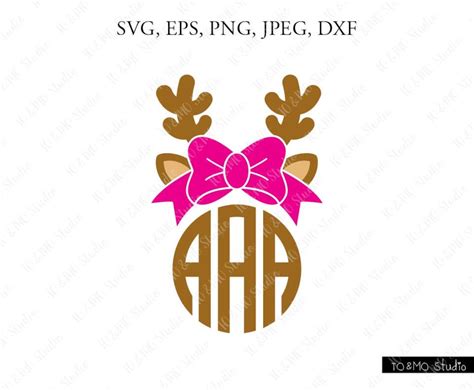 Reindeer Monogram SVG, Reindeer Svg, Reindeer Clip Art, Reindeer Face ...