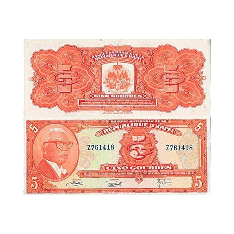 Billet De Banque Collection Haiti Pk N° 212 5 Gourde La Maison Du