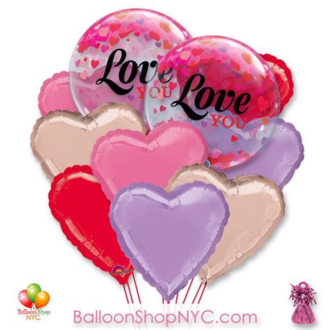 I Love You Copper Roses Valentines Day Balloon Bouquet Nyc Delivery