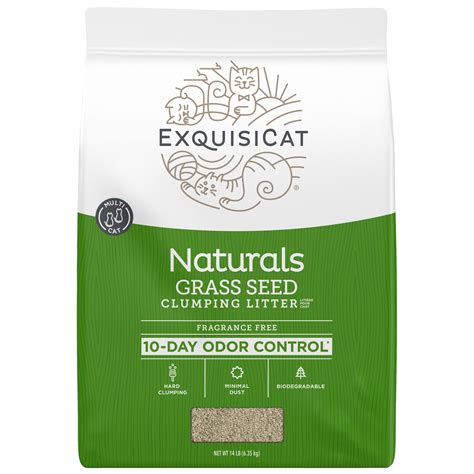 ExquisiCat Naturals Clumping Multi-Cat Grass Seed Cat Litter ...