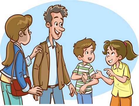 parents and children talking to each other cartoon vector 17309596 Vector Art at Vecteezy