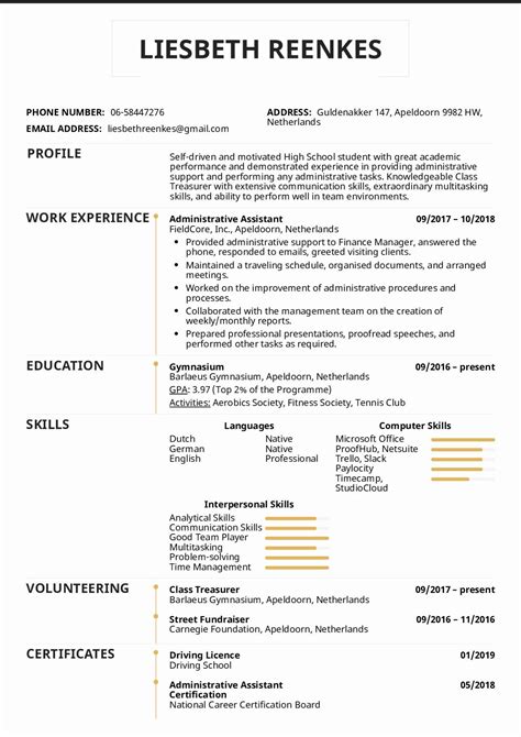 Academic resume high school template | Message