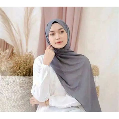 Jual Pashmina Ceruty Babydoll Polos Warna Abu Tua By Khazanah Hijab