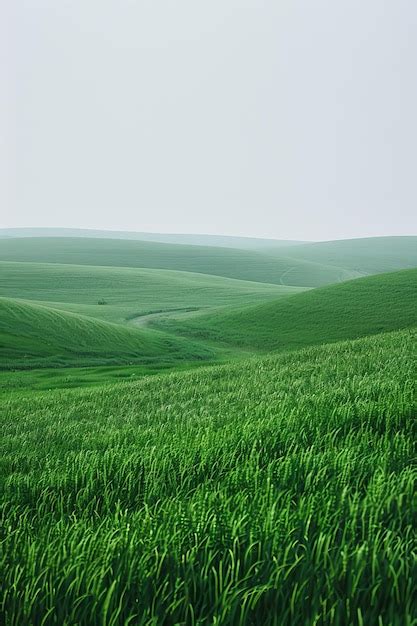 Green Rolling Hills Of Wheat Field Premium Ai Generated Image