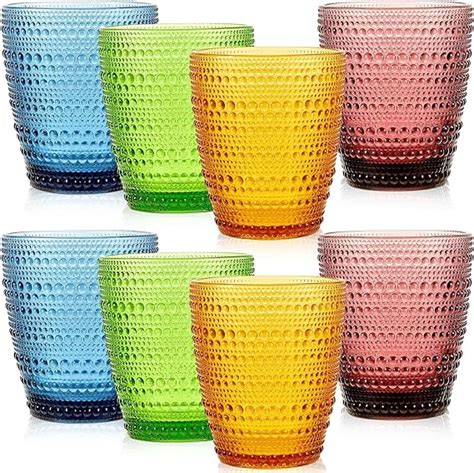 Amazon Pcs Hobnail Drinking Glasses Oz Colorful Vintage