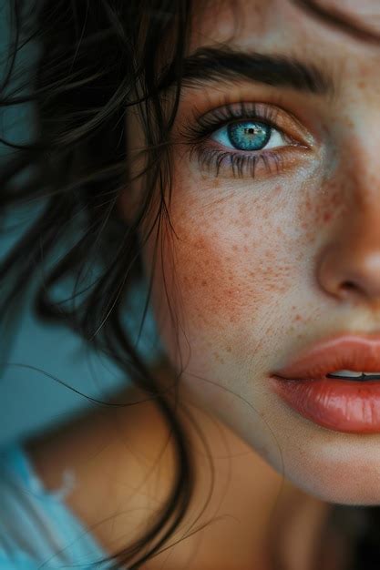 Premium Photo Woman With Freckled Hair And Blue Eyes