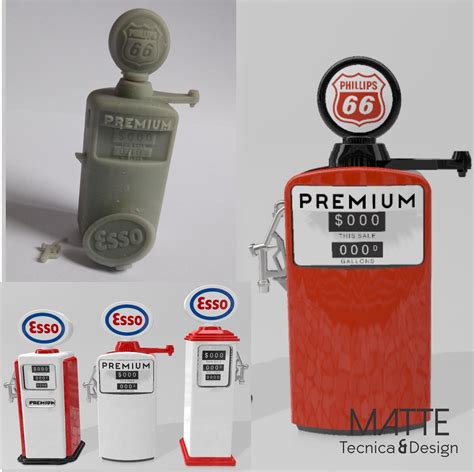 Pack Of Vintage Petrol Gas Fuel Pumps For Dioramas D Model D