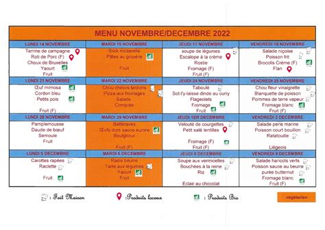 Cantine Scolaire Au Menu De Novembre Et D Cembre Nanteuil Infos