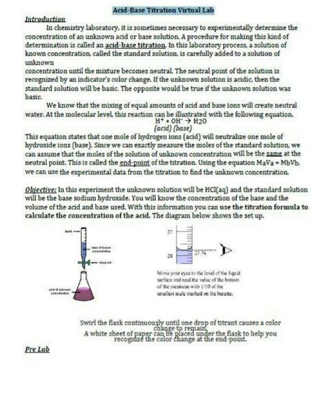 Solved Acid Base Titration Virtual Lab Introduction In Chegg