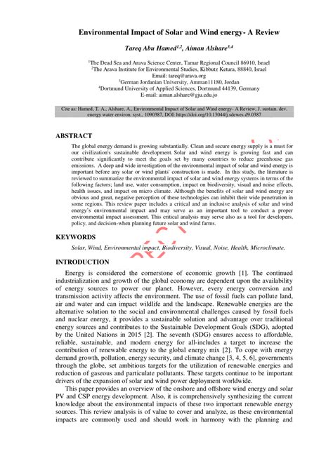 Pdf Environmental Impact Of Solar And Wind Energy A Review