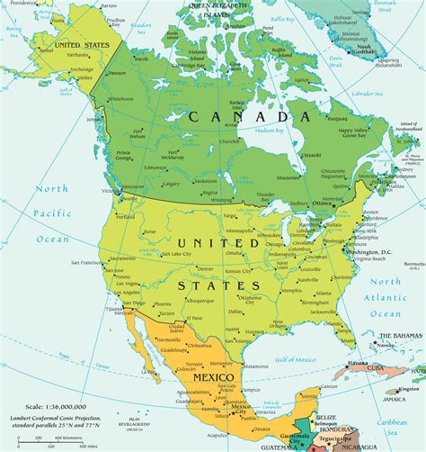 Map Of North America With Country Names - United States Map