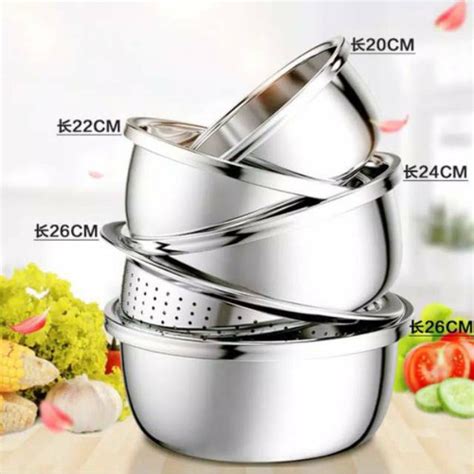 Jual Baskom Dapur Stainless Steel Super Tebal 1 Set Isi 5 Kab