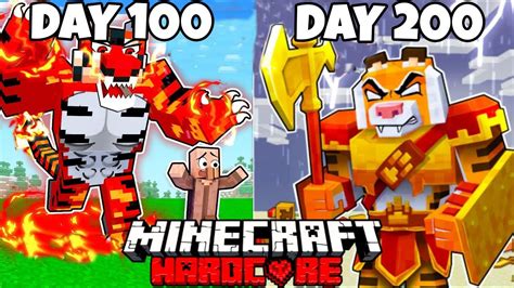 I Survived 200 Days As A Fire Tiger In HARDCORE Minecraft YouTube