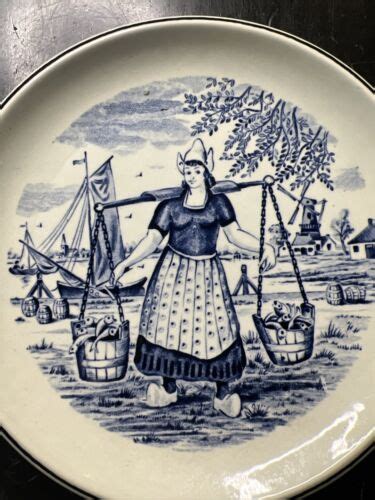 Delfts Plate By Boch For Royal Sphinx Belgium Blue Milkmaid