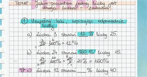 Klasa Temat Jakim Procentem Jednej Liczby Jest Druga Liczba