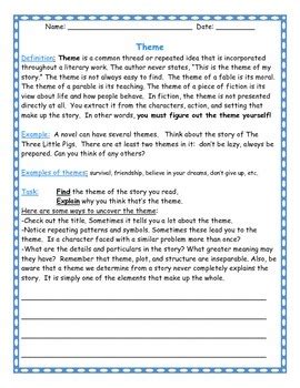 Discovering the Theme: worksheet for any novel by Teach by Heart