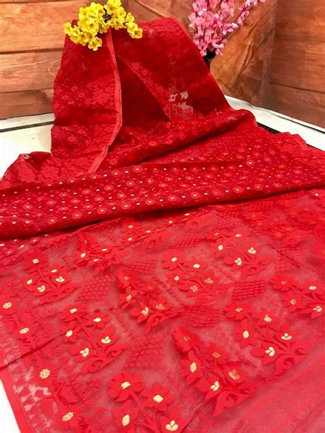 Red Dhakai Jamdani Saree Elegant And Timeless