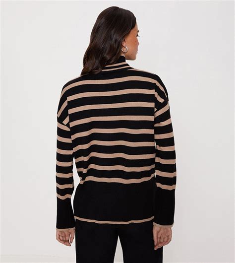 Buy Oasis Mixed Stripe Longline Roll Neck Sweater In Multiple Colors