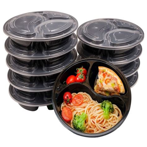 Food Storage Containers Meal Prep Compartment Plate W Lids