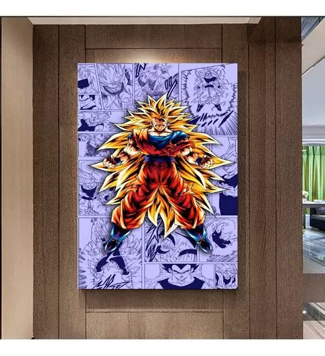 Cuadro Decorativo Goku Ssj 3 Diseño Fondo Morado Hogar Art Meses sin