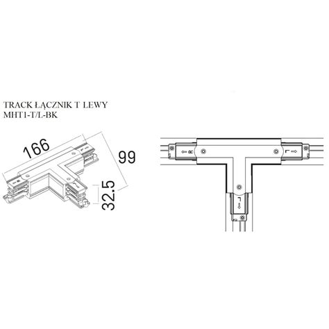 Cznik Typu T Do Szyn Dobac Mht T L Bk Track Maxlight Lewy Czarny