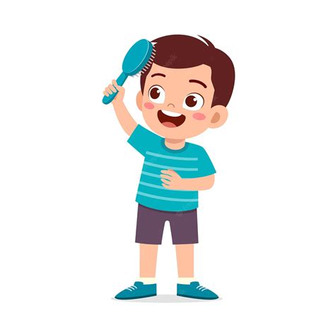 Little African American Brushing Hair After Shower Vector Little 3648330