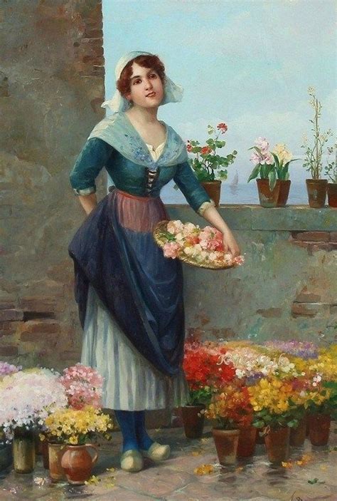 A Woman Selling Flowers Byaustrian Painter Josef Wenzel S Ss