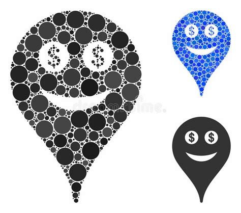 Money Smiley Map Marker Mosaic Icon Of Round Dots Stock Illustration