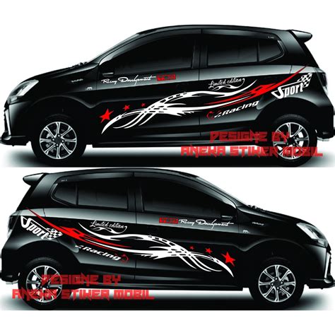 Jual Cutting Sticker List Mobil Agya Stiker Mobil Agya Hitam Terlaris