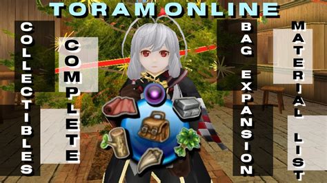 Toram Online Collectibles Complete Bag Expansion Material List