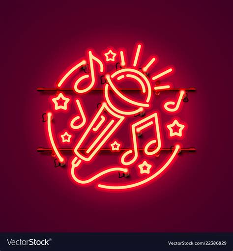 Neon Label Music Karaoke Banner Royalty Free Vector Image