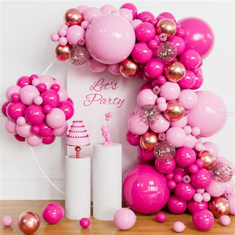 Pink Balloon Garland Arch Kit 145pcs Hot Pink Rose Gold