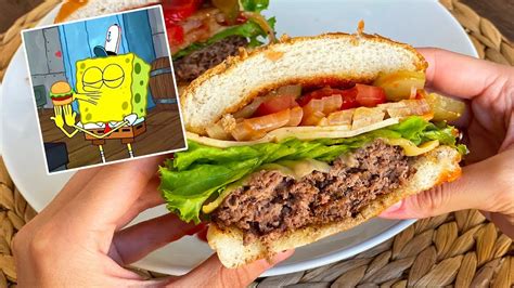 Cheesy Krabby Patty From Spongebob Squarepants Krabs Burger Youtube