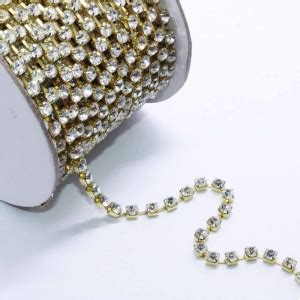 Strass à Metro Cristal Base Dourada SS28