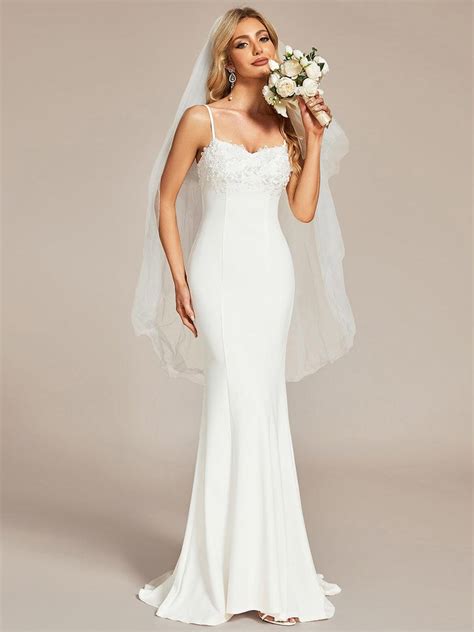 Exquisite Lace Applique Mermaid Wedding Dress With Spaghetti Straps Ever Pretty Us