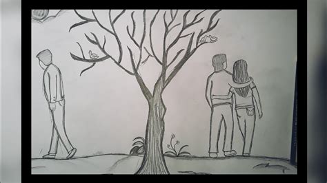 How to draw sad couple showing breakup |||Pencil sketch //Step by Step ...