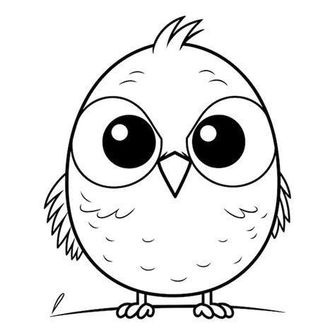 Premium Vector | A black and white drawing of a cartoon bird.