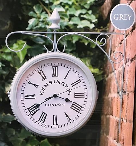 White Kensington Outdoor Dual Faced Station Clock Uk