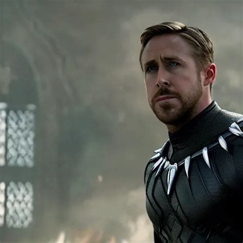 A Still Of Ryan Gosling As Black Panther In Avengers Stable