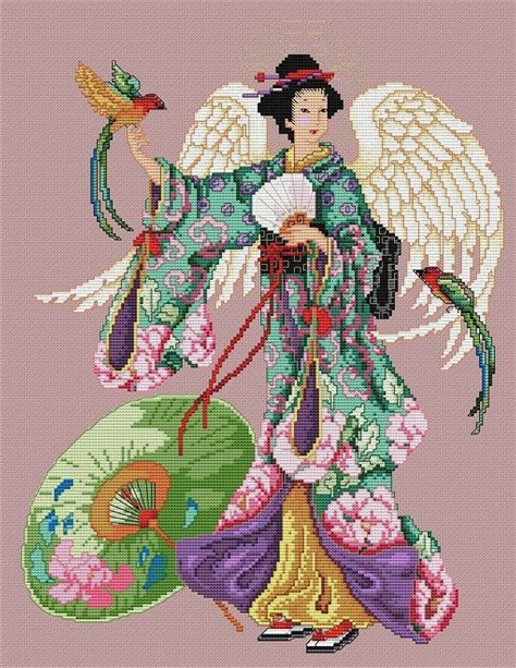 0 Point De Croix Femme Asiatique Orientale Féé Cross Stitch Fairy